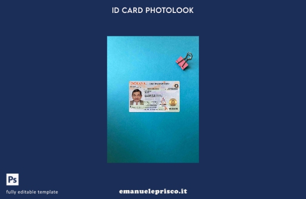 modello FRONTALE photolook per carta d'identità USA Indiana stile verificato